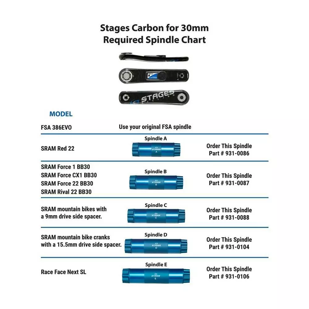 Stages Cycling Spindle For Sram/Easton BB30 4 Stages Cycling Spindle For Sram/Easton BB30 - Image 2
